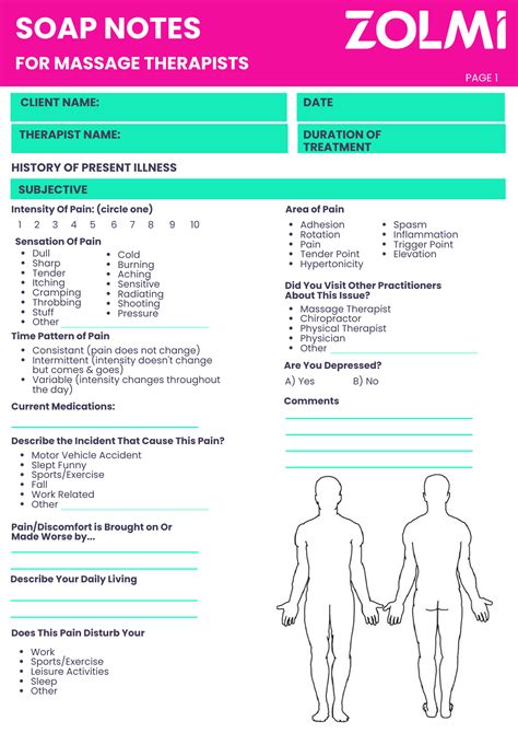 Massage Notes Template