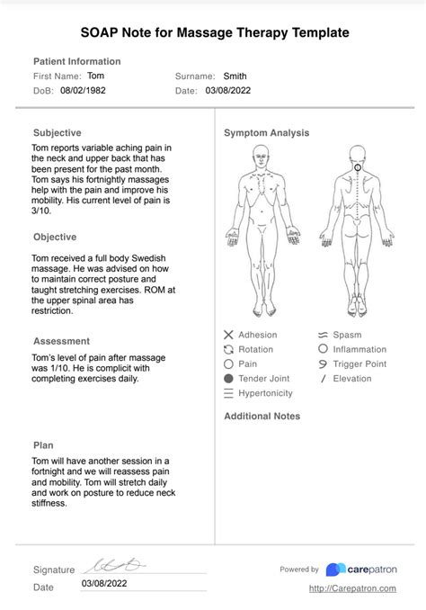 Massage Soap Notes Example