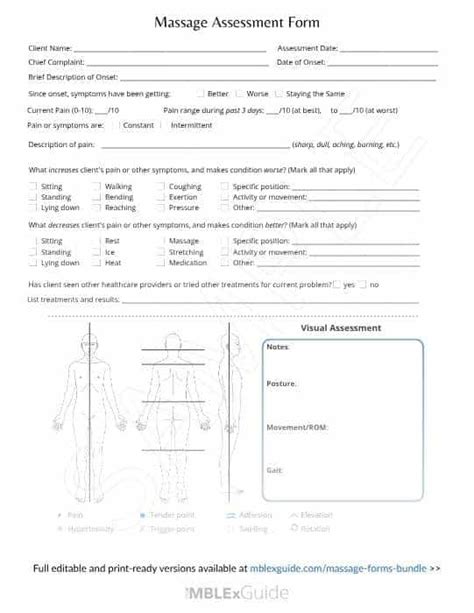 massage therapist evaluation forms