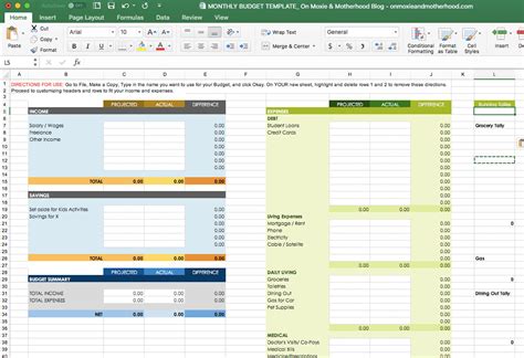 Master Budget Template Excel Free