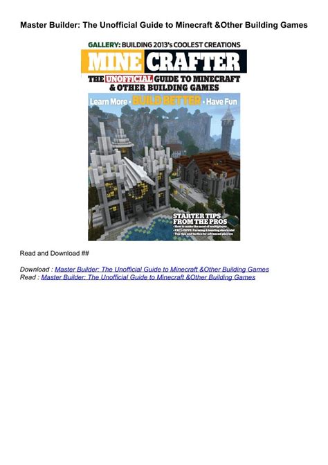 master builder the unofficial guide to tips and t