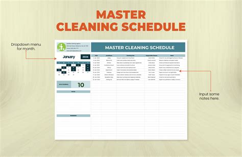 master cleaning schedule template