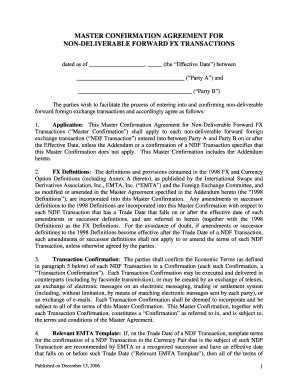 Master Confirmation Agreement
