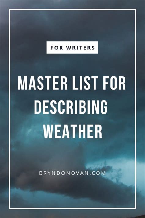 Master List For Describing Weather Bryn Donovan Creative Writing Descriptive Words - Creative Writing Descriptive Words