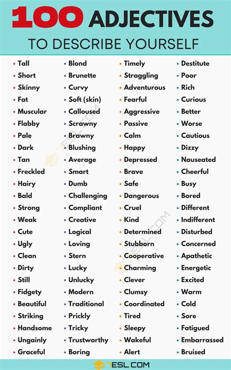 Master List Of Ways To Describe Fear Bryn Creative Writing Descriptive Words - Creative Writing Descriptive Words