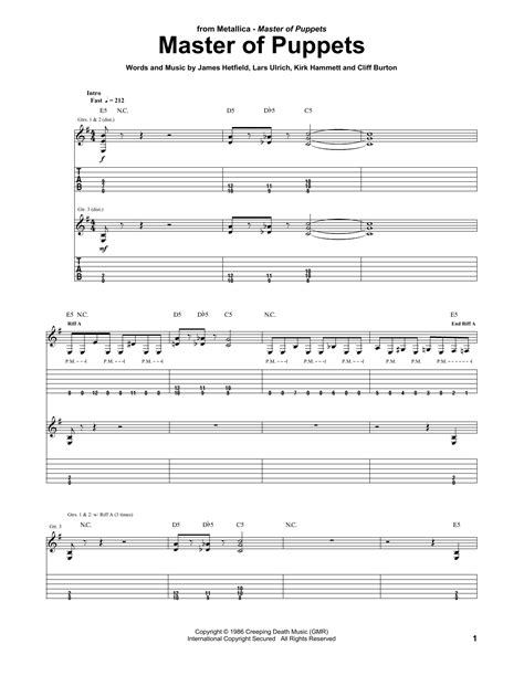 Master Of Puppets Tabs