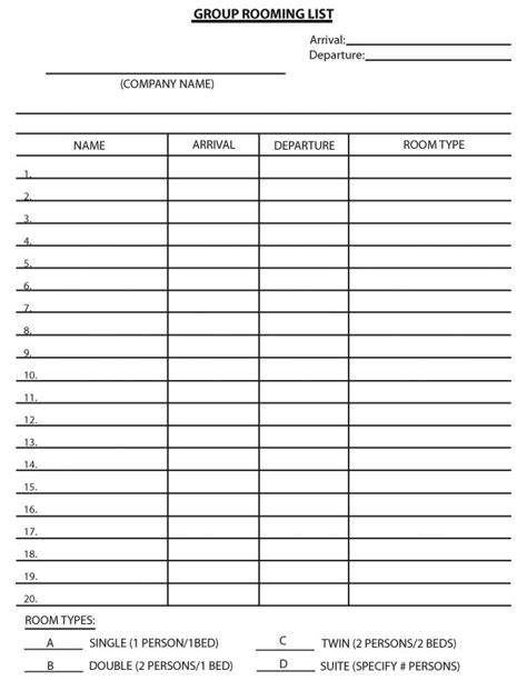 master rooming list