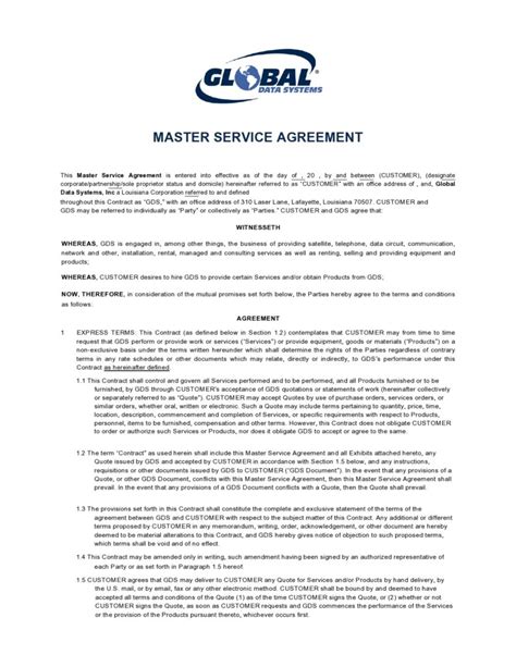 master service agreement template for software development scope of