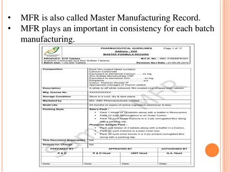 Download Master Batch Production Record Sample 