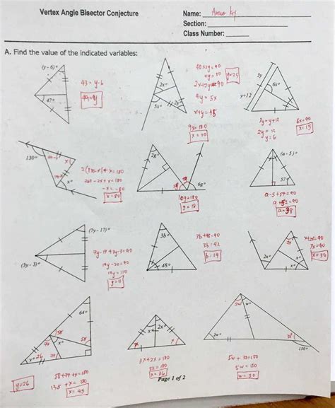Mastering Angle Bisectors A Comprehensive Worksheet With Answers Angle Bisector Theorem Worksheet - Angle Bisector Theorem Worksheet