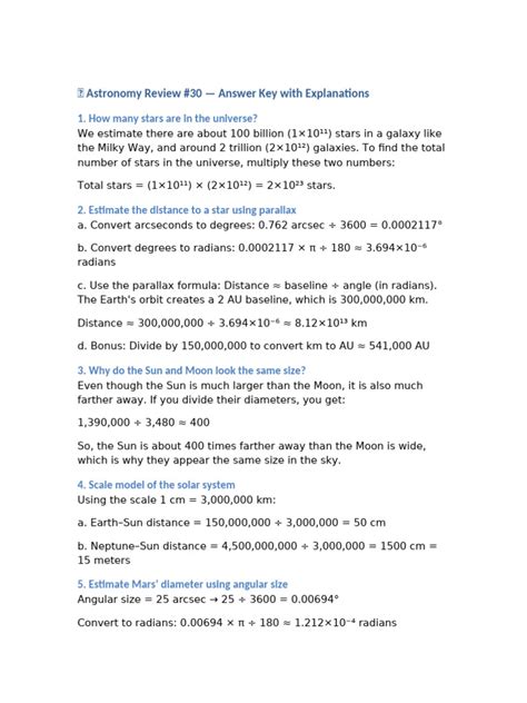 Mastering Astronomy Answer Key