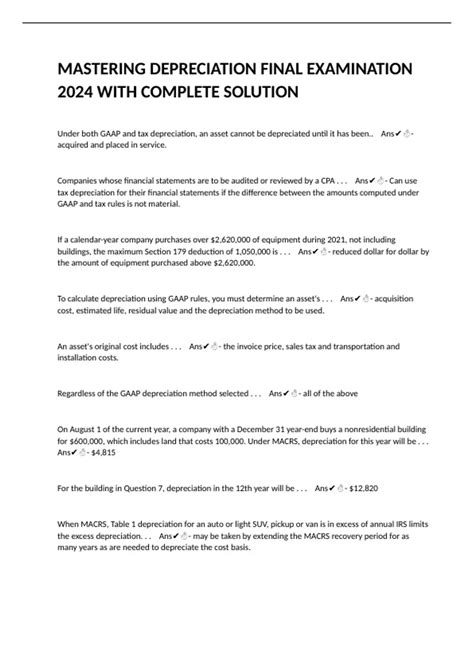 Mastering Depreciation Test