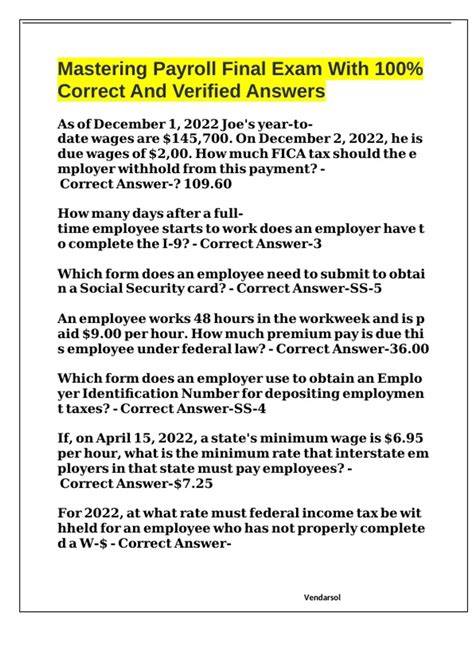 mastering payroll final exam