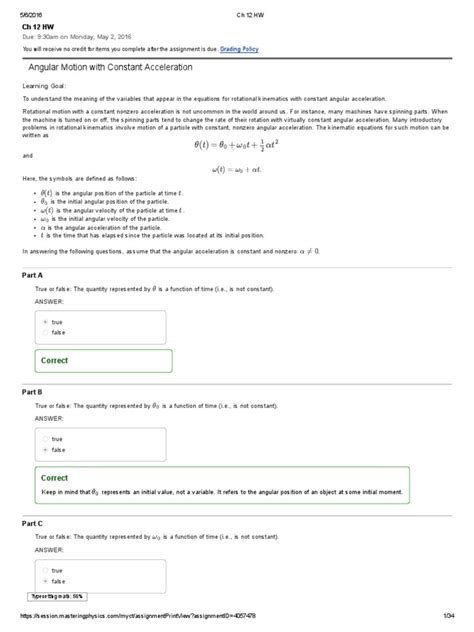 Mastering Physics Answers Ch 12