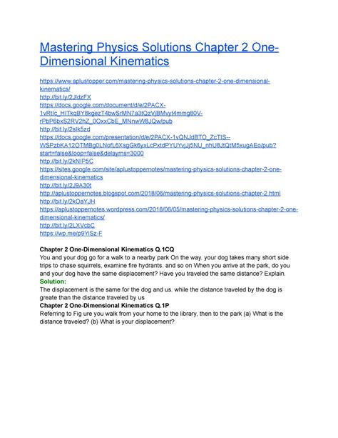 Mastering Physics Chapter 2 Solutions Ranchi