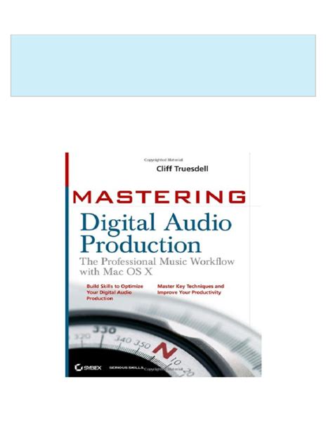 Read Online Mastering Digital Audio Production The Professional Music Workflow With Mac Os X 