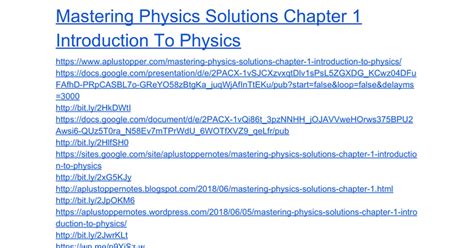 Read Online Mastering Physics Solutions Chapter 1 