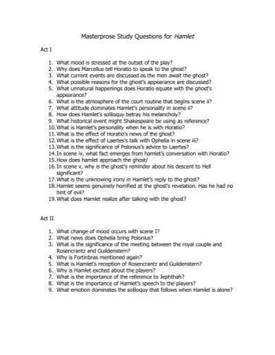 masterprose study questions