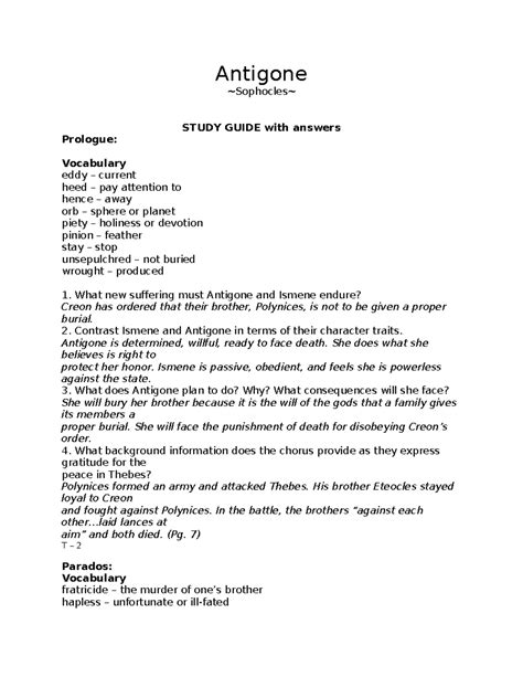 Full Download Masterprose Study Questions And Answers Antigone 