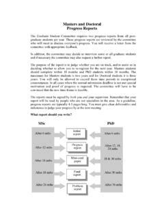 masters and doctoral progress reports welcome
