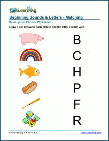 Match The Beginning Sound Worksheets K5 Learning Kindergarten Letter Sound Worksheets - Kindergarten Letter Sound Worksheets