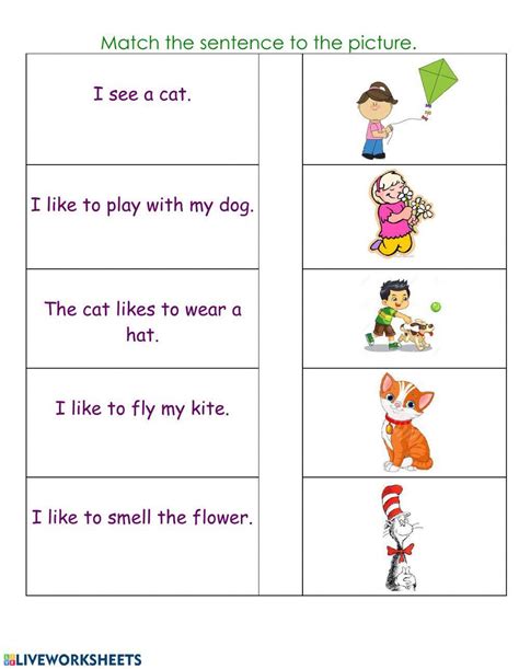 Match The Sentences To The Pictures Ukg Worksheet Picture Comprehension For Ukg - Picture Comprehension For Ukg