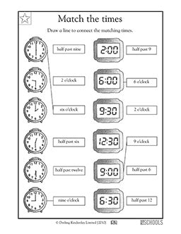 Match The Times 1st Grade Math Worksheet Greatschools Time Matching Worksheet - Time Matching Worksheet