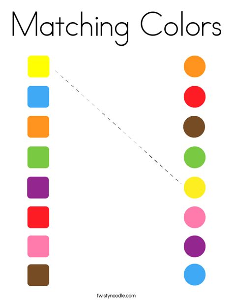 Matching Colors Worksheet Twisty Noodle Matching Colors Worksheet - Matching Colors Worksheet
