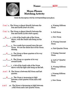 Matching Moon Phases Answer Key Worksheets Kiddy Math Matching Moon Phases Worksheet Answers - Matching Moon Phases Worksheet Answers