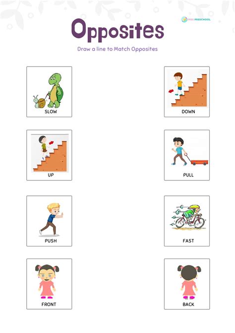 Matching Opposites Worksheet For Preschool And Kindergarten K5 Opposites Preschool Worksheet - Opposites Preschool Worksheet