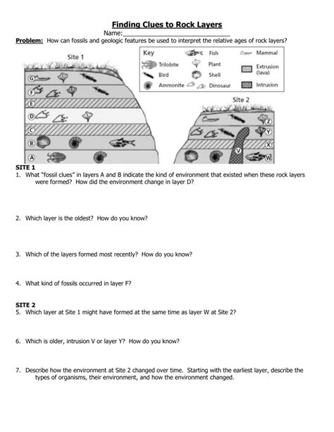 Matching Rock Layers Lab Answer Key