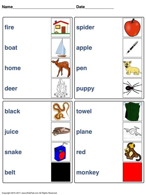 Matching Words And Pictures Worksheets Enchantedlearning Com Match The Words To The Pictures - Match The Words To The Pictures