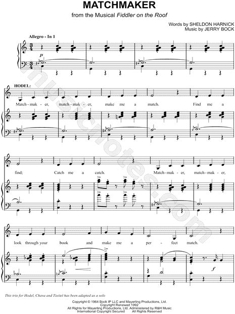 Matchmaker Matchmaker Sheet Music