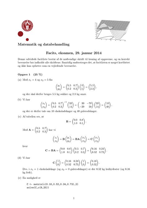 Matematik Eksamen Facit