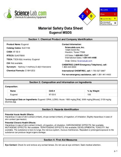 Read Material Safety Data Sheet Section 1 Msds Msds Login 