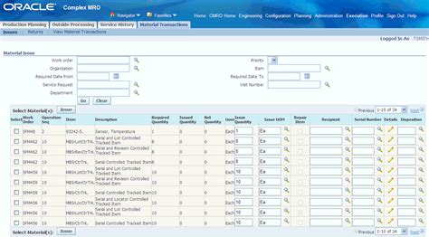 Materials Control Oracle