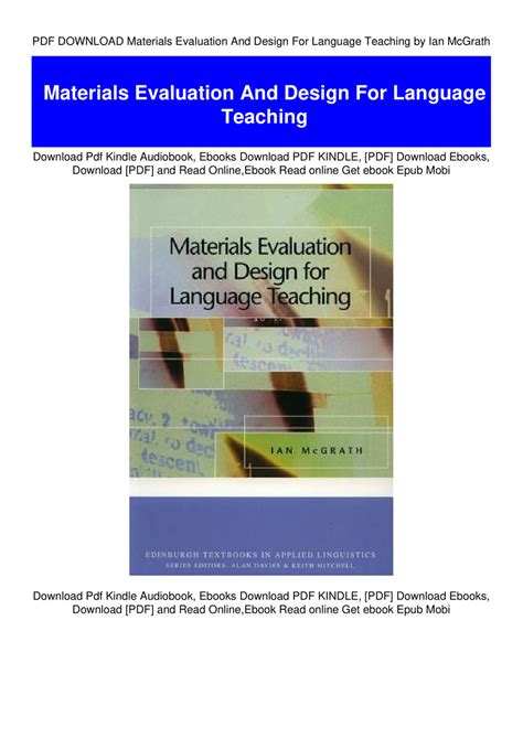 Full Download Materials Evaluation And Design For Language Teaching 1St 