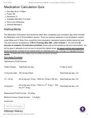 Maternal Medication Calculation Quiz