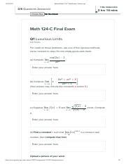 math 124 final exam college mathematics unlv