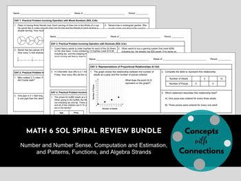 Math 6 Sol Spiral Review Bundle Aligned To Math Grade 3 Sprial Worksheet - Math Grade 3 Sprial Worksheet