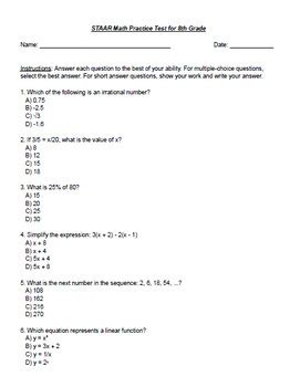 math 8th grade staar practice sheets probability