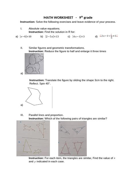 math 9th grade indiana eca prep packet