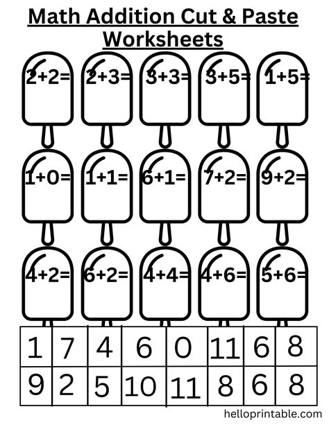 Math Addition Kindergarten Worksheets Helloprintable Com Kindergarten Worksheets Cut And Paste - Kindergarten Worksheets Cut And Paste