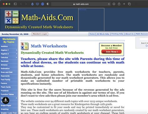 Math Aids Websites For Teaching And Learning Abakcus Math Aids Worksheets - Math Aids Worksheets