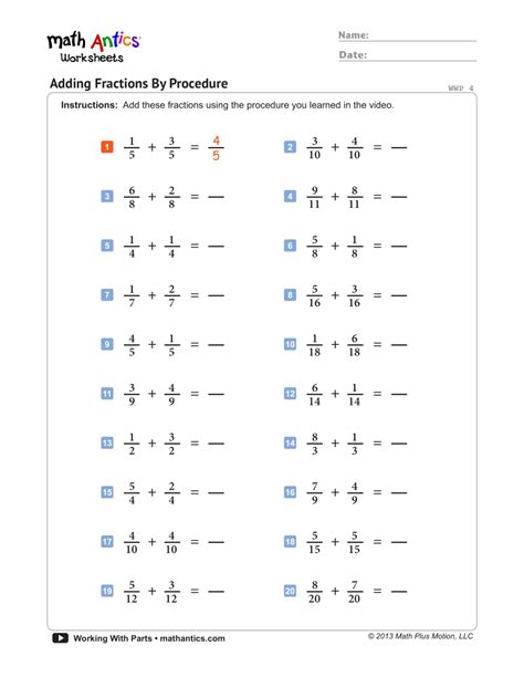  Math Antics Fractions Worksheets - Math Antics Fractions Worksheets