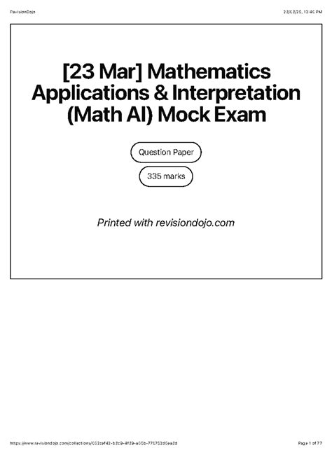 Math Applicationa And Interpretation Exam Sl