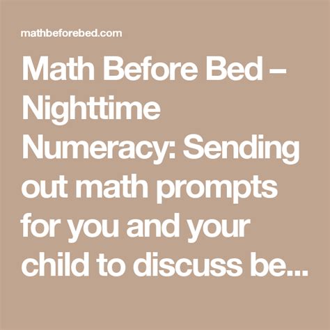 Math Before Bed Nighttime Numeracy Sending Out Math Math Before Bed - Math Before Bed