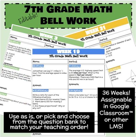 Math Bell Work Resources For Seventh Grade Twinkl Math Bell Work - Math Bell Work