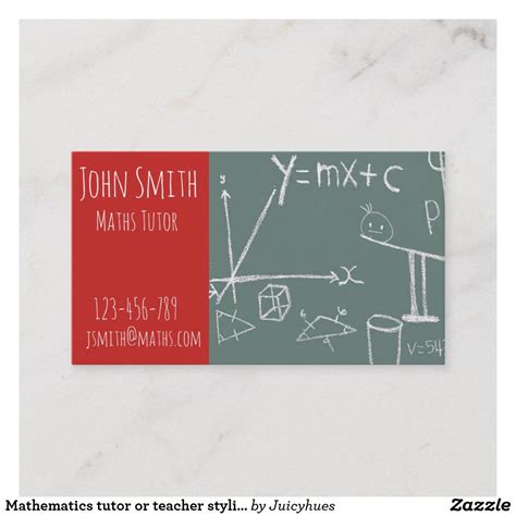 Math Business Card   School Math Teacher Mathematics Formula Chalkboard Business - Math Business Card