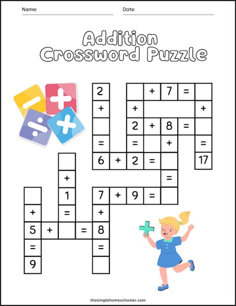 Math Crossword Puzzle 2 Printable Worksheets For